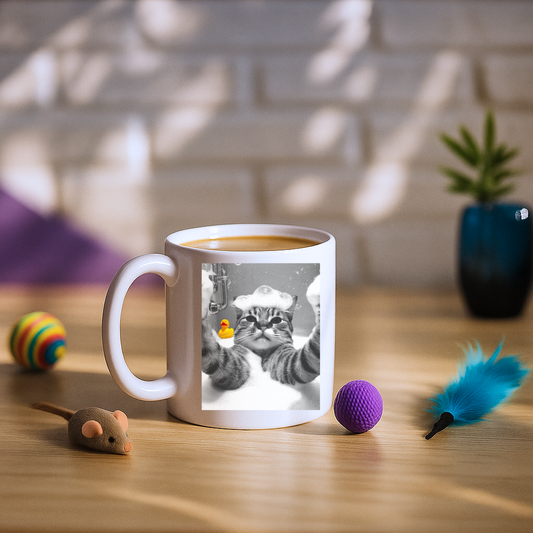 Cat Selfie in Bathtub Mug