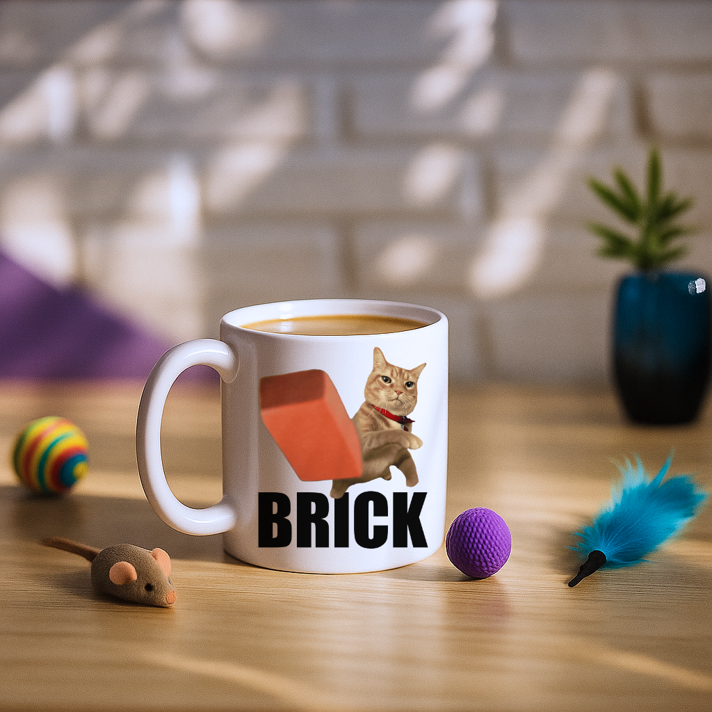 Cat Throwing Brick Mug