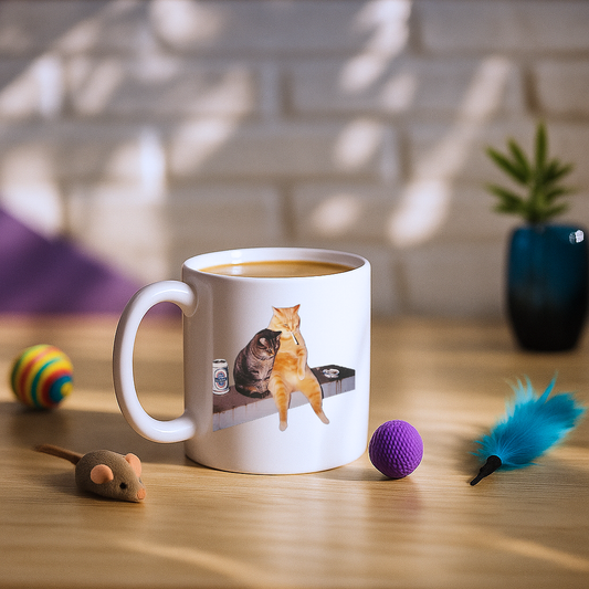 Cat Meme Smoking & Drinking Mug
