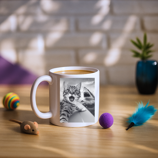 Cat Selfie with Shark Mug