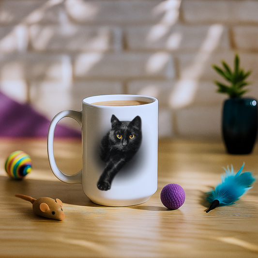 Black Cat Yellow Eyes Mug