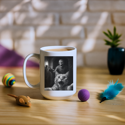 Cat Selfie with a Mummy Mug