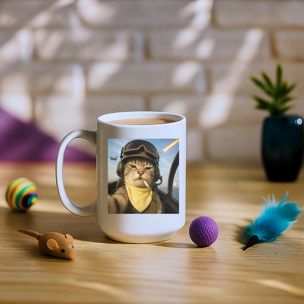 Pilot Cat Selfie Mug