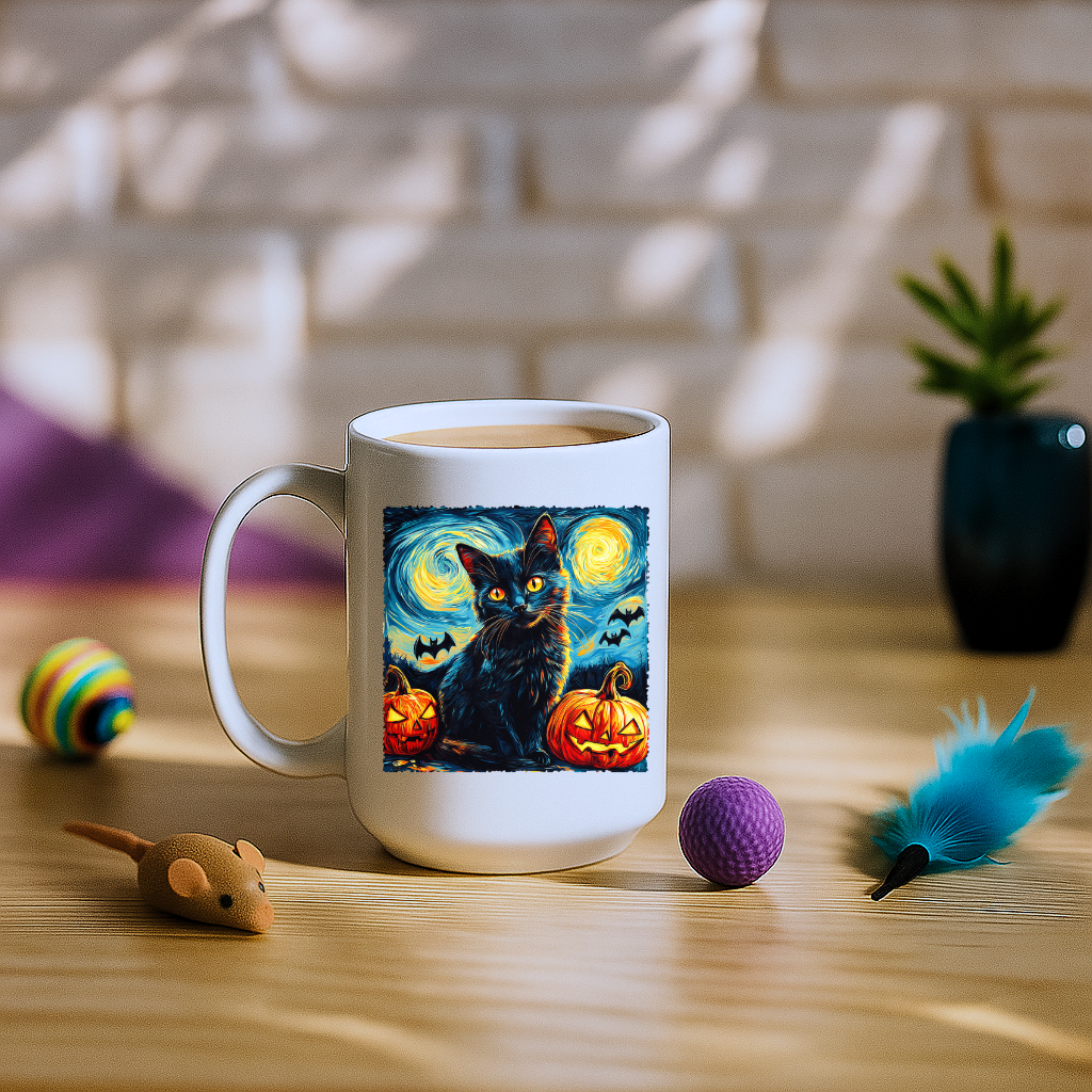 Black Cat Pumpkins Halloween Mug