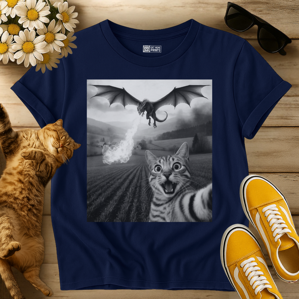 Cat Selfie with Dragon T-Shirt