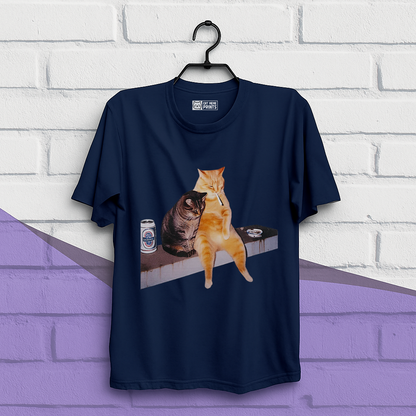 Cat Smoking & Drinking T-Shirt