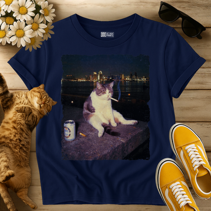 Cat Smoking and Drinking Selfie T-Shirt