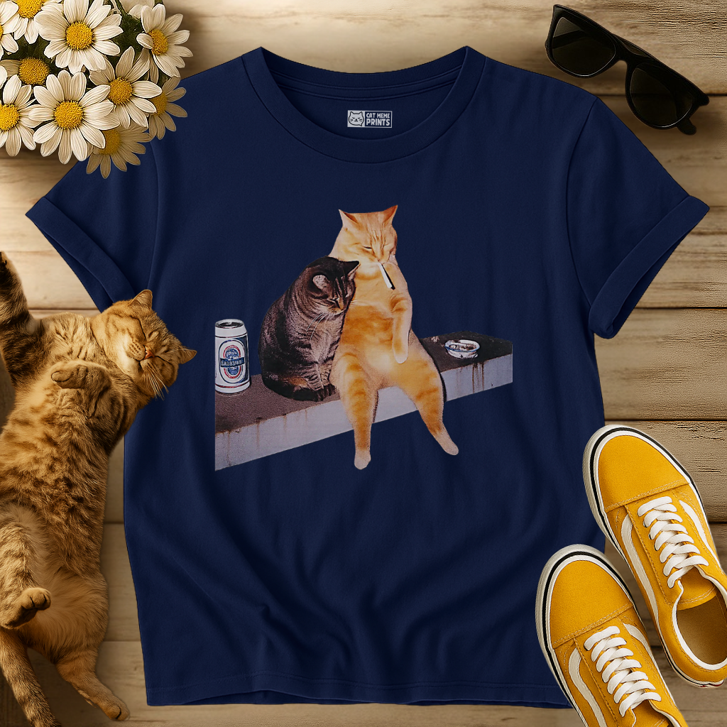 2 Cat Drinking Selfie T-Shirt