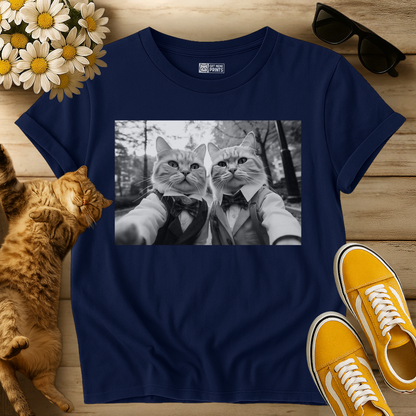 Elegant Cat Duo Taking a Selfie T-Shirt