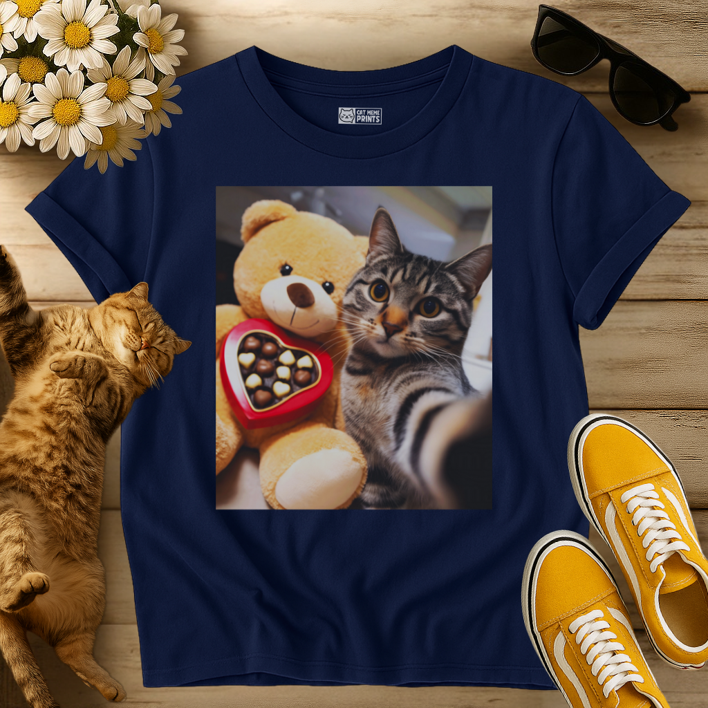 Cat Selfie with Teddy Bear T-Shirt