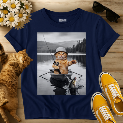 Cat Selfie Boat Fishing T-Shirt