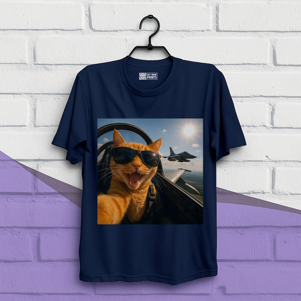 Cat Selfie Jet Airplane T-Shirt