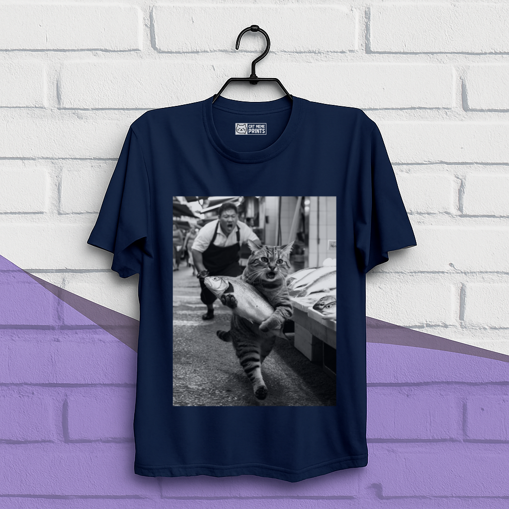 Cat Steals Fish Market T-Shirt