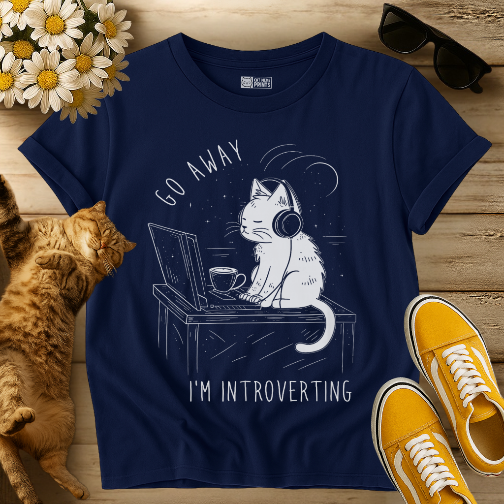 Go Away I'm Introverting Introvert Cat T-Shirt