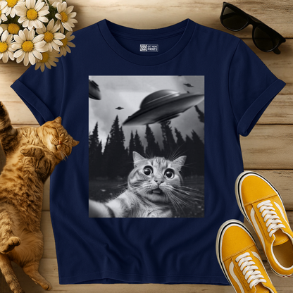 Cat Selfie with UFOs T-Shirt