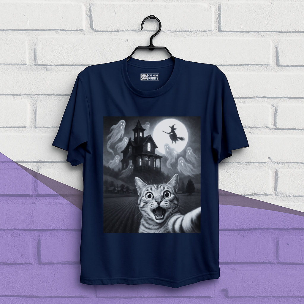 Cat Selfie with Skeleton T-Shirt