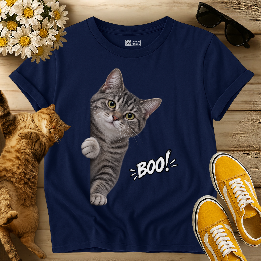 Grey Cat Boo T-Shirt