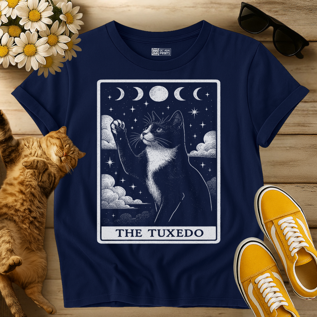 The Tuxedo Cat Tarot Card Witchy Moon T-Shirt