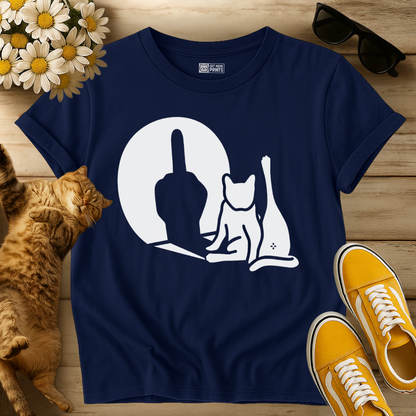 Funny Middle Finger Cat Shadow T-Shirt