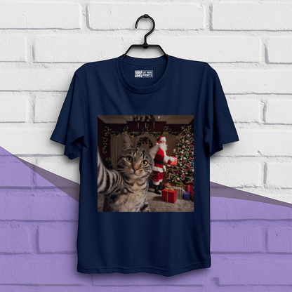 Christmas Cat Selfie with Santa Claus T-Shirt
