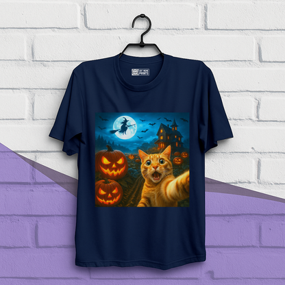 Cat Selfie with Spooky Pumpkins T-Shirt