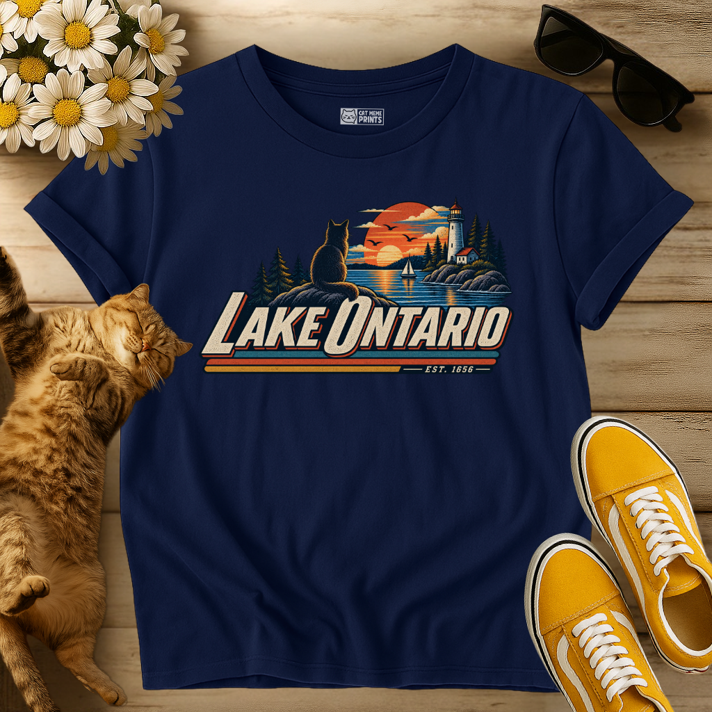 Lake Ontario Vintage Cat T-Shirt