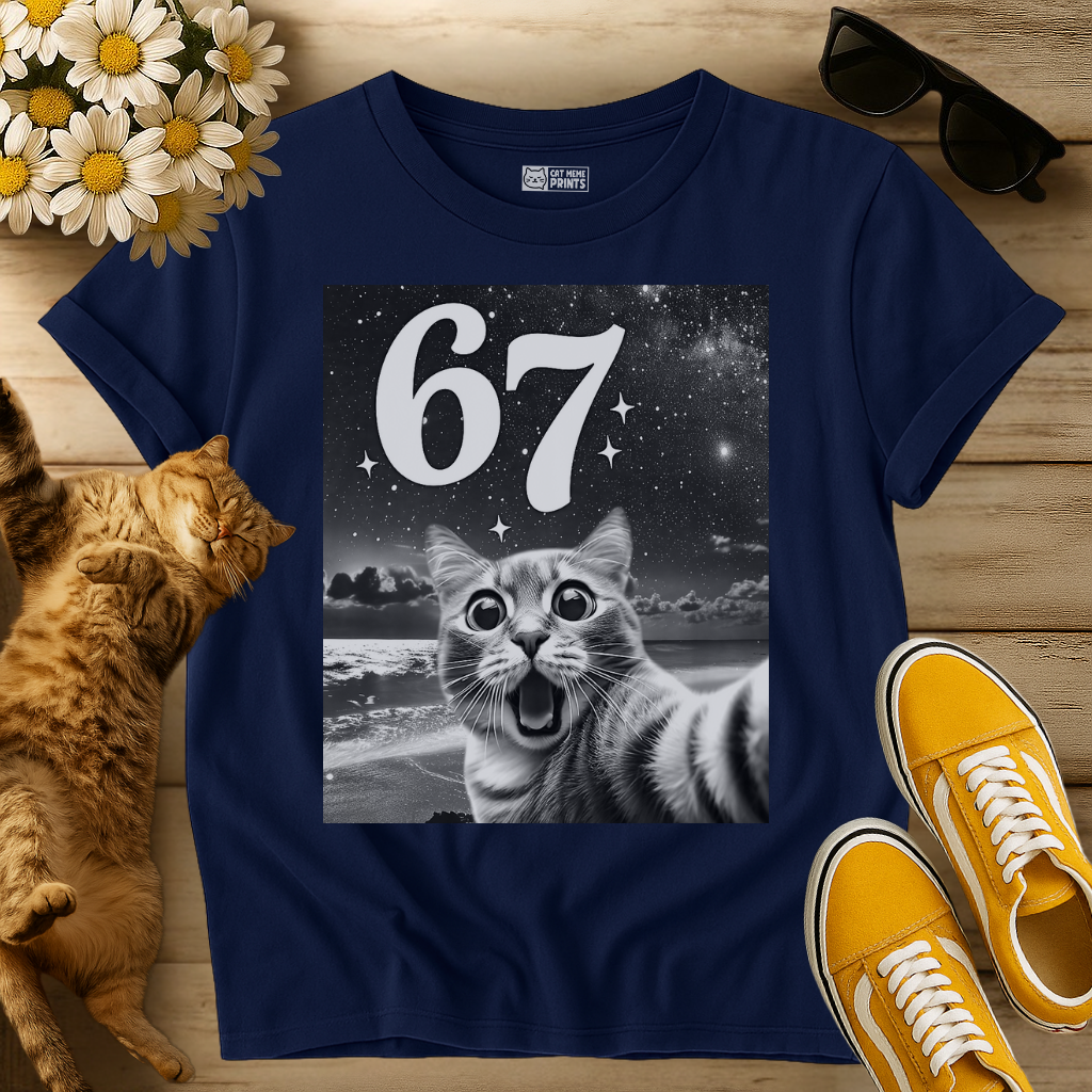 Cat Selfie with 67 Meme T-Shirt