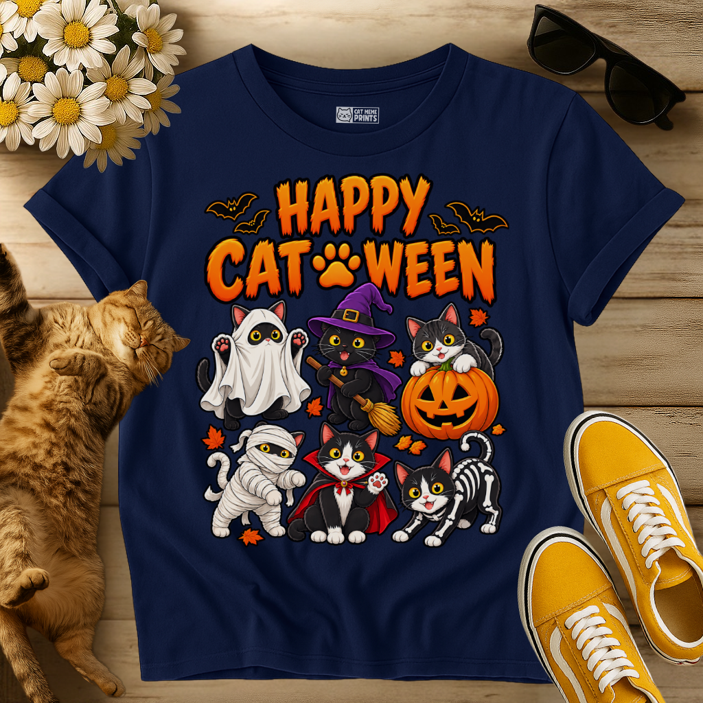 Spooky Cats Happy Cat Halloween T-Shirt