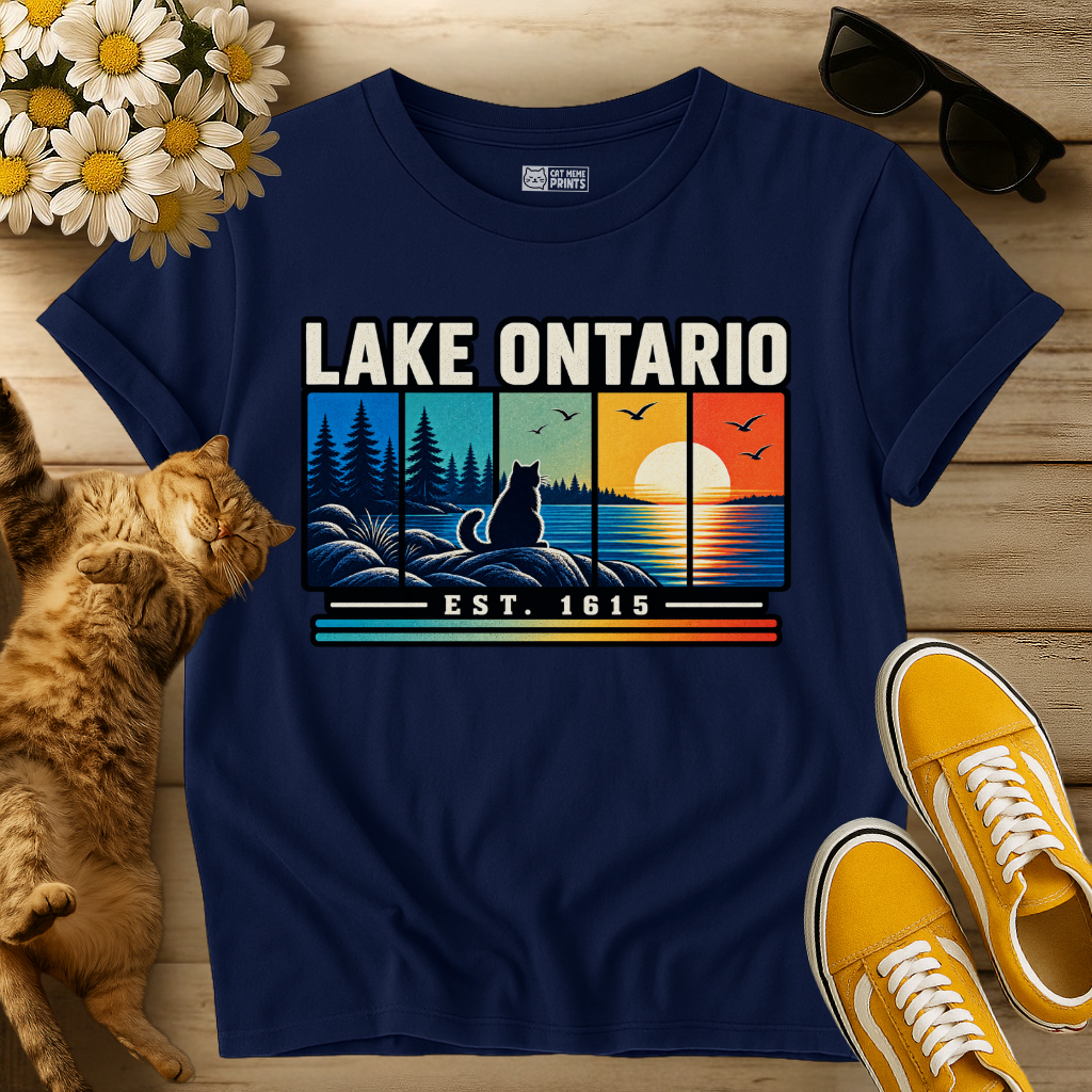 Lake Ontario Vintage Est 1615 Cat T-Shirt