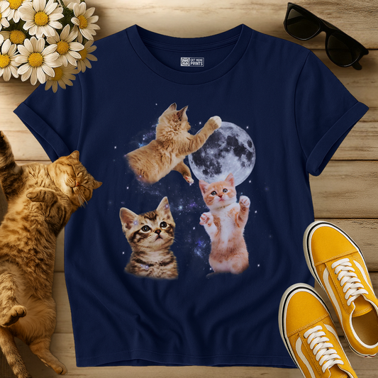 Three Cats Howling Moon T-Shirt
