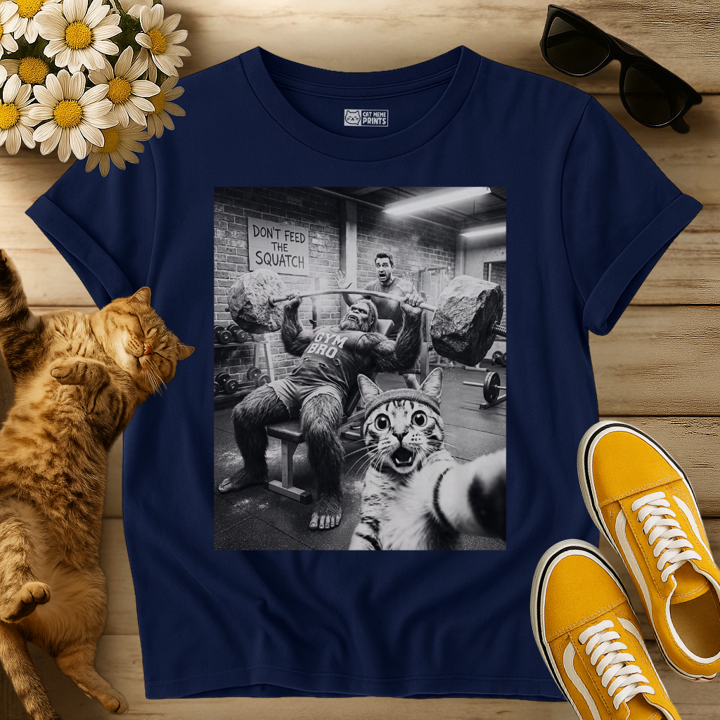Cat Selfie with Bigfoot at the Gym T-Shirt