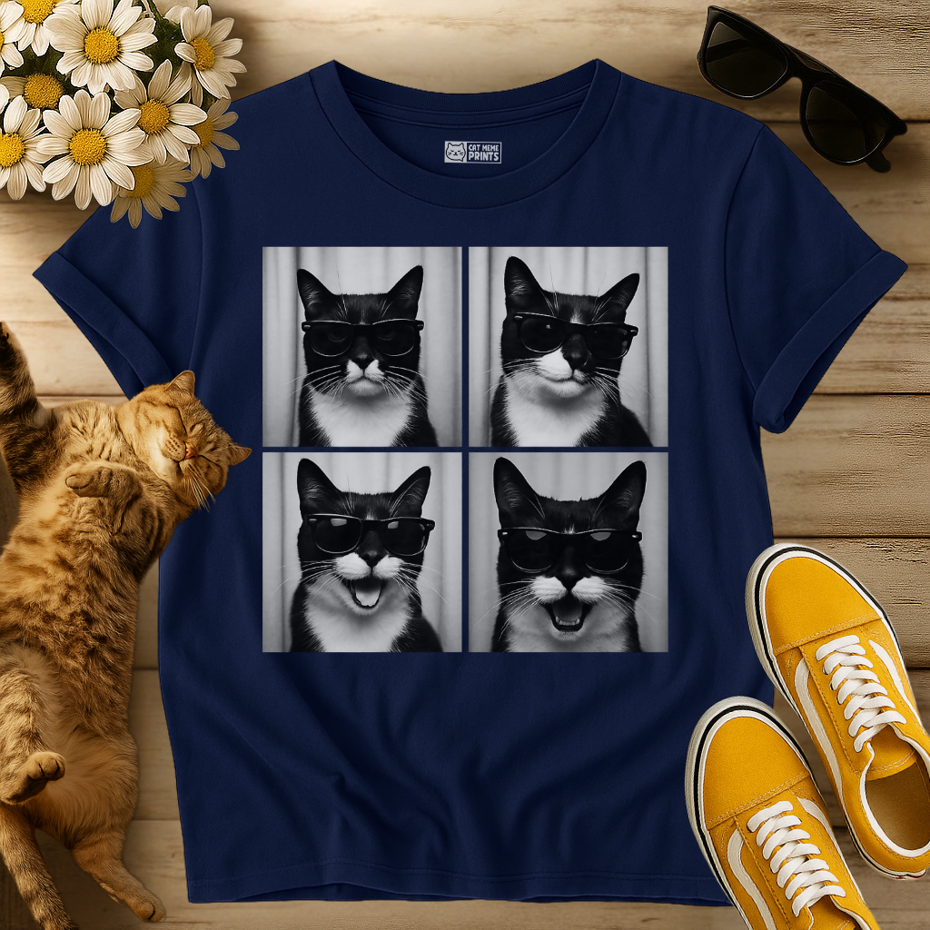 Cute Tuxedo Cat Photo Booth T-Shirt
