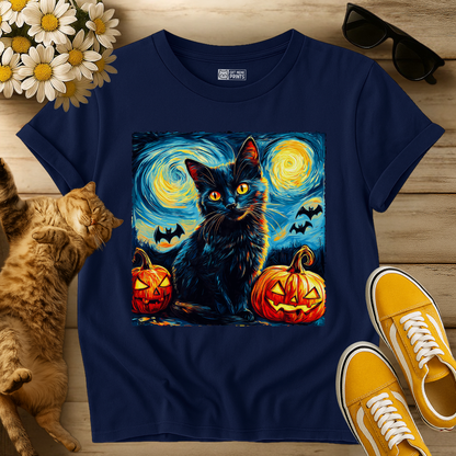 Black Cat Pumpkins Halloween T-Shirt
