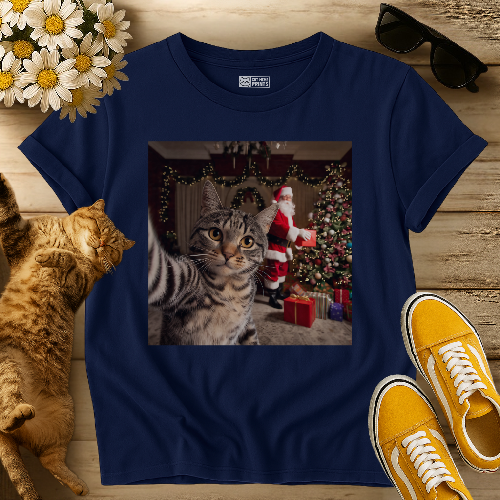 Cat Selfie with Santa Claus T-Shirt