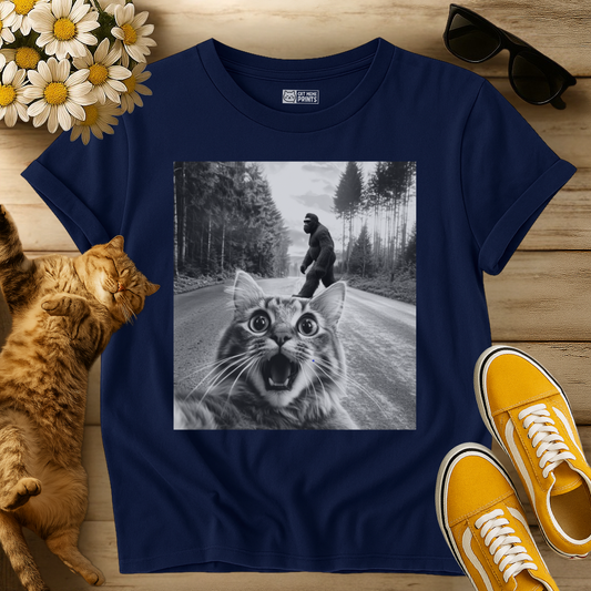 Cat Selfie With Bigfoot T-Shirt