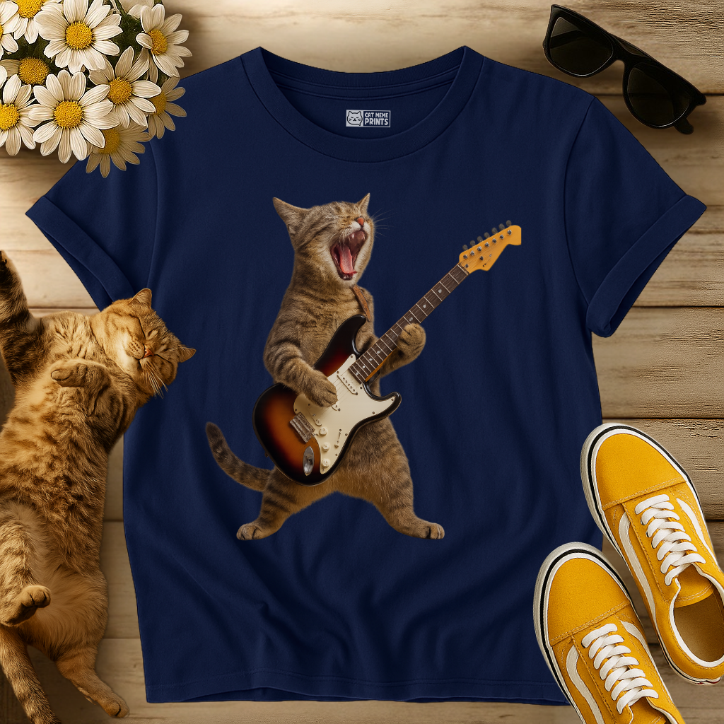 Cat Playing Guitar Rock & Roll T-Shirt
