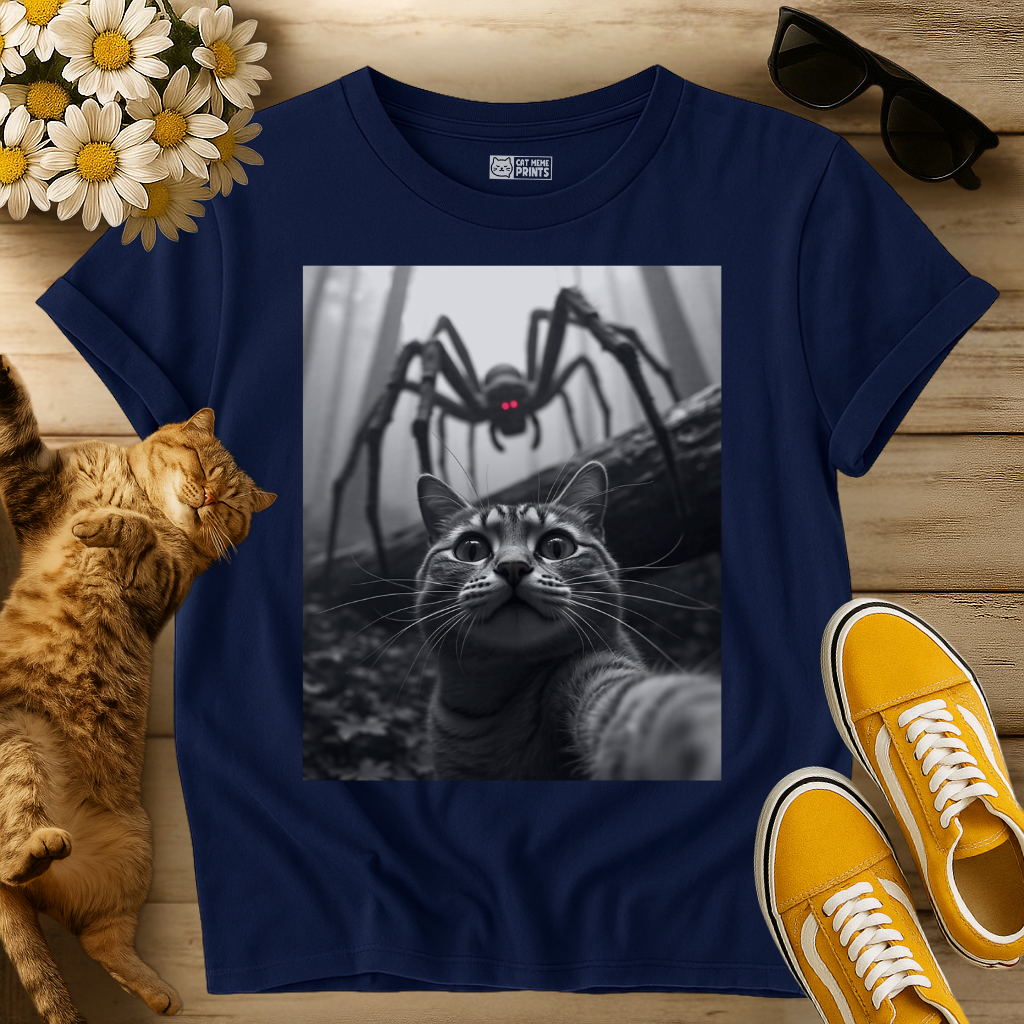 Cat Selfie With Spider T-Shirt