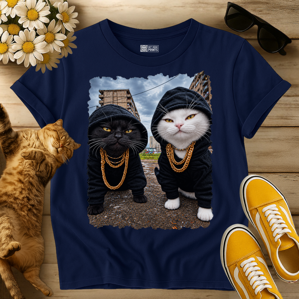 Gangster Black & White Cats T-Shirt