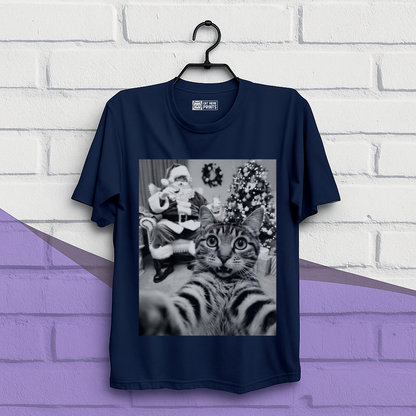 Cat Christmas Selfie with Santa Claus T-Shirt