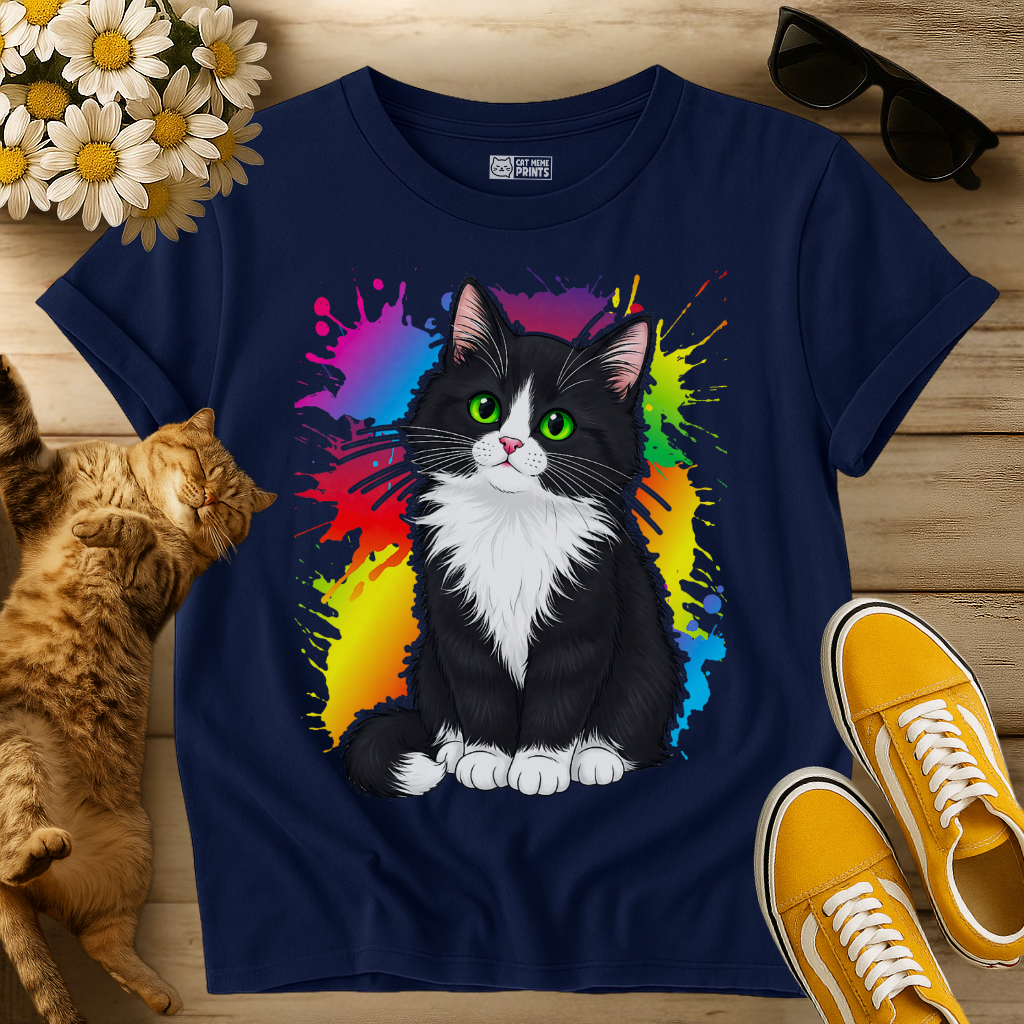 Colorful Tuxedo Cat T-Shirt