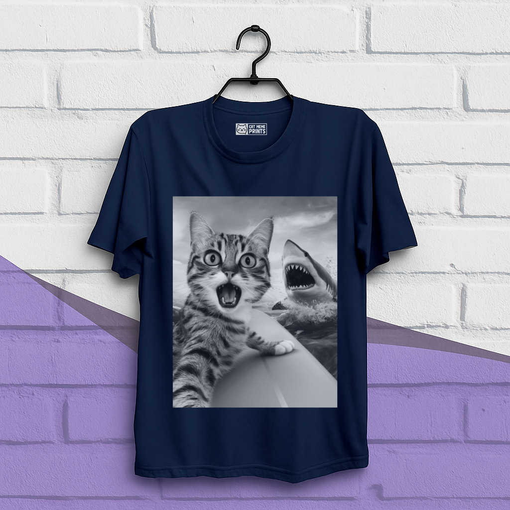 Cat Selfie With Shark T-Shirt