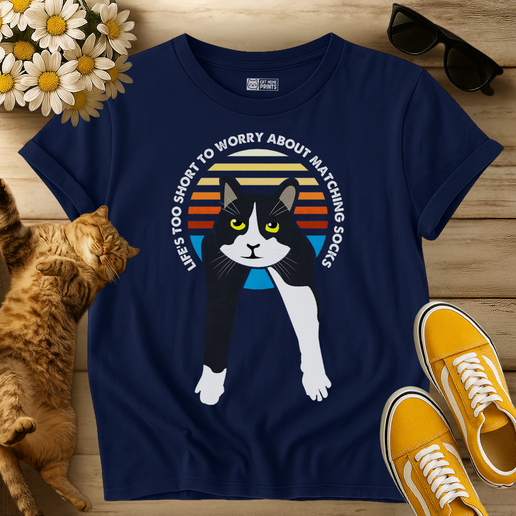 Tuxedo Cat Life's Too Short To Worry T-Shirt