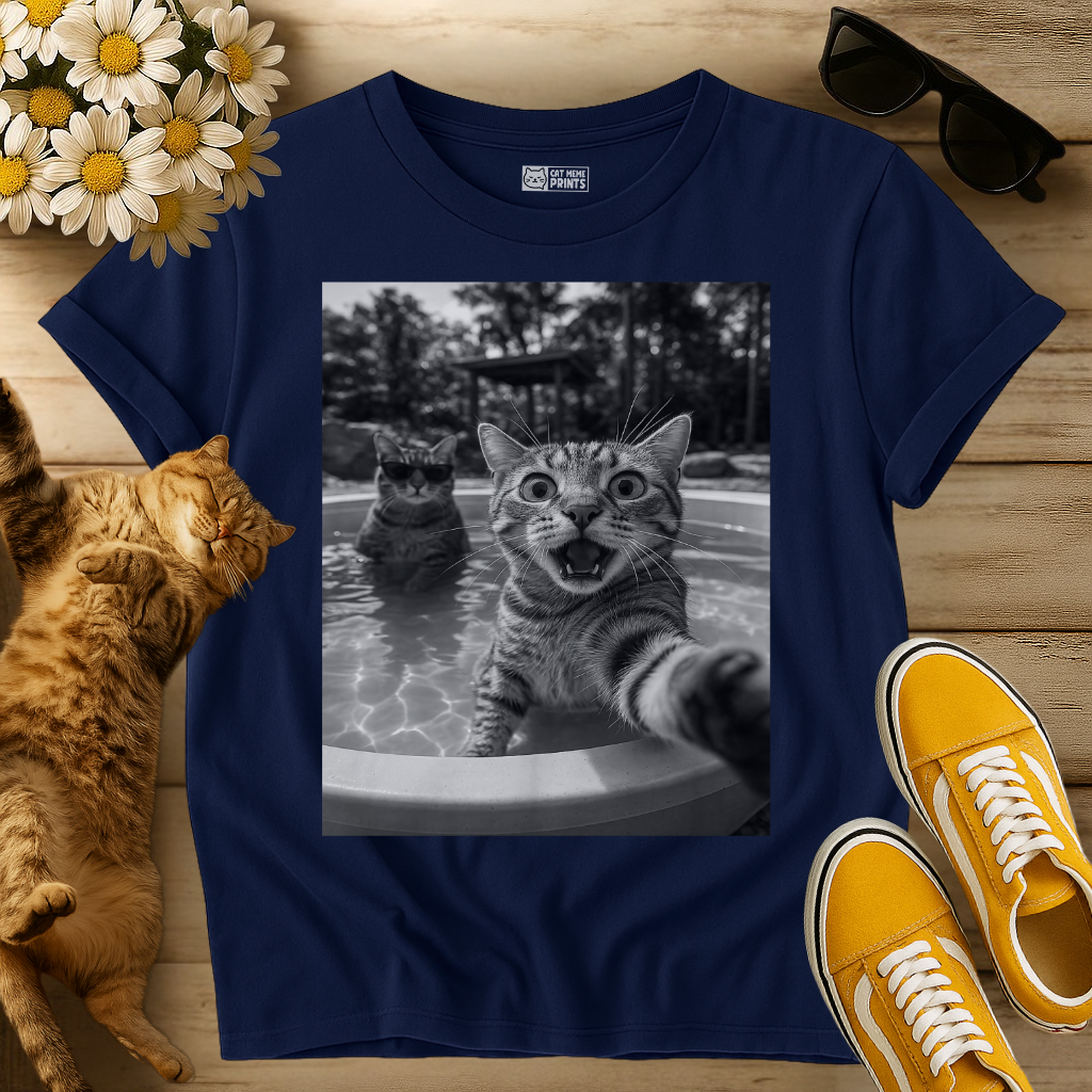 Cat Selfie in the Pool T-Shirt