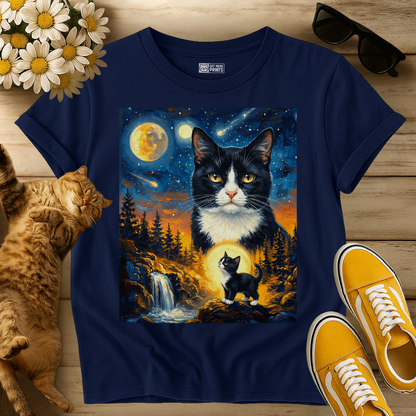 Tuxedo Cat Howling to The Moon T-Shirt