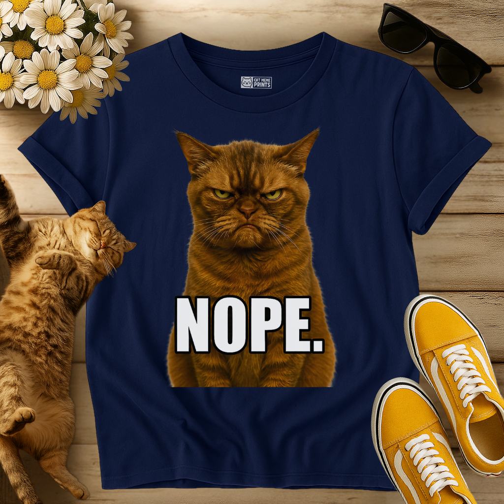 Nope Cat Grumpy Face T-Shirt