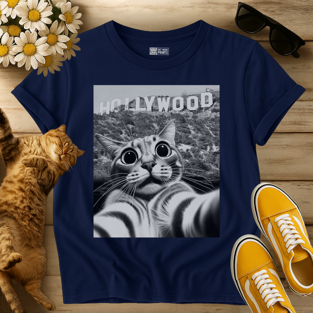Cat Selfie With Hollywood Sign T-Shirt