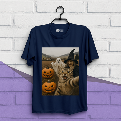 Cat Selfie with Witch & Ghost T-Shirt