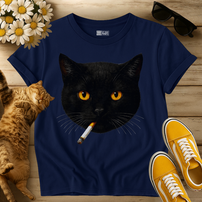 Black Cat Smoking Meme T-Shirt