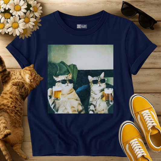 Chill & Cool Cats Drinking Selfie T-Shirt