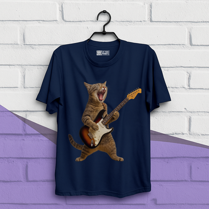 Cat Playing Guitar Rock and Roll T-Shirt